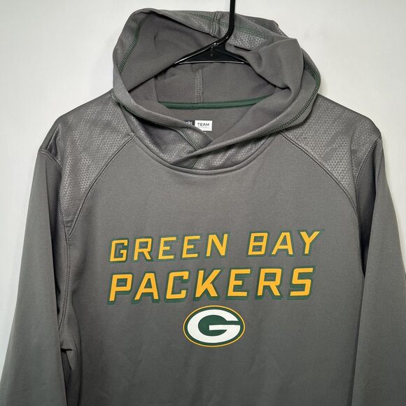 Green Bay Packers Hoodie Sweatshirt Mens Size M Medium Gray NFL Team Apparel TX3 - Picture 2 of 8